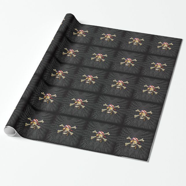 Piratenschädel und Kreuzknochen Geschenkpapier (Ungerollt)