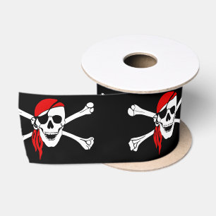 Piratenschädel und Kreuzknochen Satinband