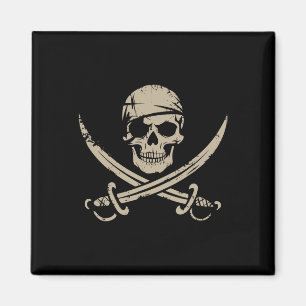 Piratenschädel und Kreuzknochen Skelettkehl zu Hal Magnet