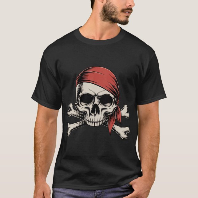Piratenschädel und Kreuzknochen T-Shirt (Vorderseite)