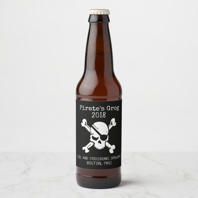 Piratenschädel und Kreuzung - Etikett für Biersort (Vorderseite)