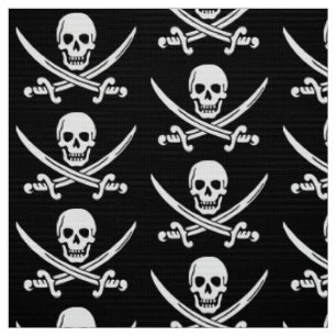Piratenschädel und Schwert Schwarz-weiß Stoff