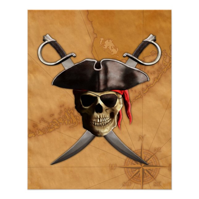 Piratenschädel und Schwerter Poster (Vorderseite)