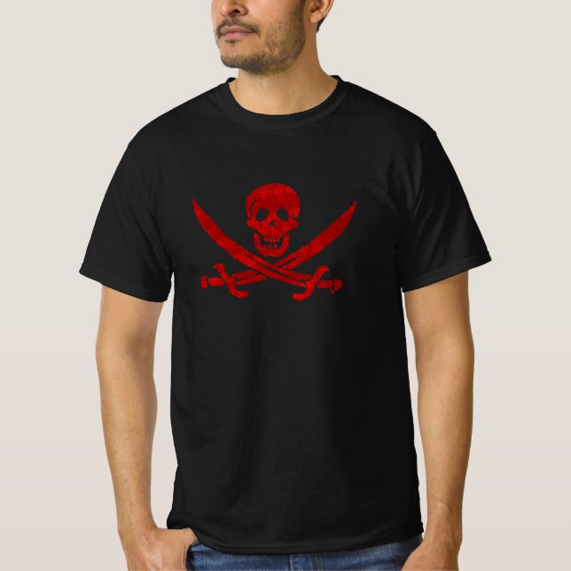 Piratenschädel und Schwerter T-Shirt (Vorderseite)