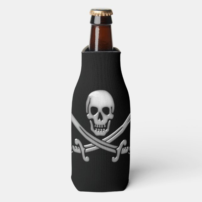 Piratenschädel und Schwertkreuze Flaschenkühler (Flaschenvorderseite)