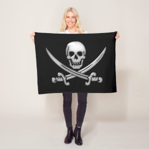 Piratenschädel und Schwertkreuze Fleecedecke
