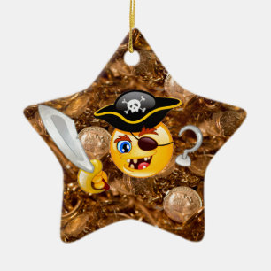 Piratenschatz-Emoji Keramikornament