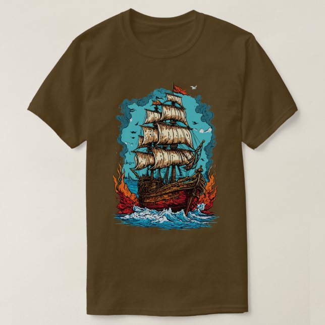 Piratenschiff 1 T-Shirt (Design vorne)