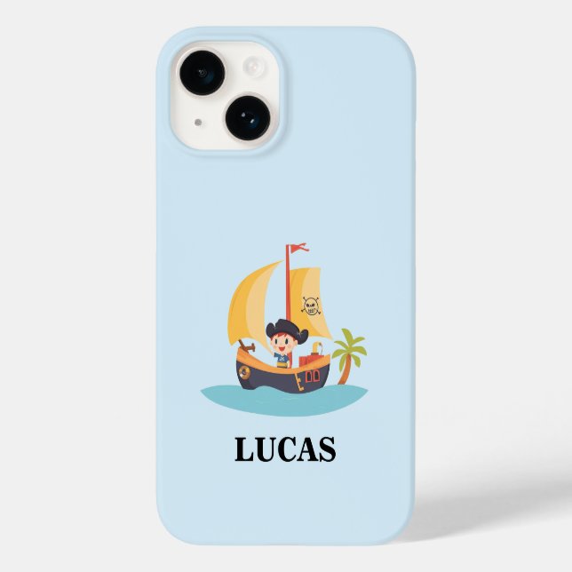 Piratenschiff Ahoy-Matey Kids Personalisiert Case-Mate iPhone 14 Hülle (Rückseite)