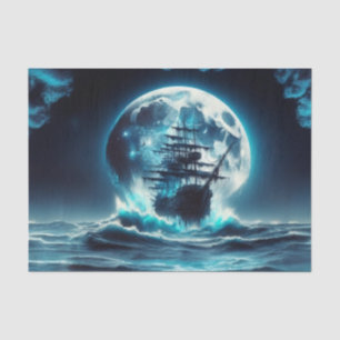Piratenschiff auf der Moonlit Night Decoupage der  Seidenpapier