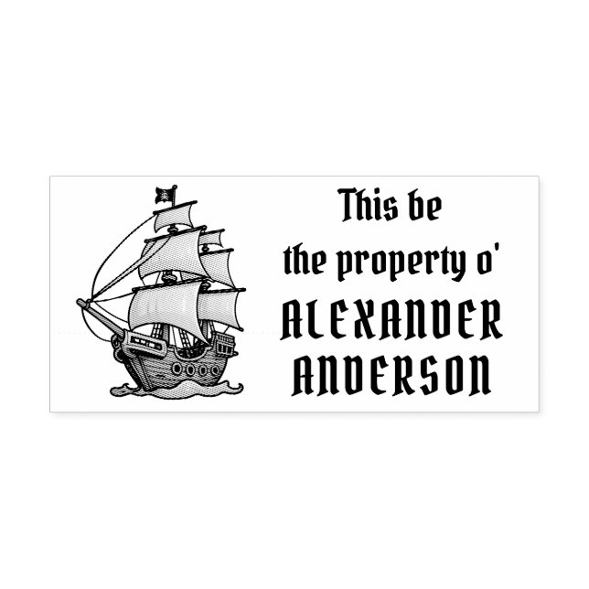 Piratenschiff aus Holz Briefmarke personalisieren Gummistempel (Prägung)