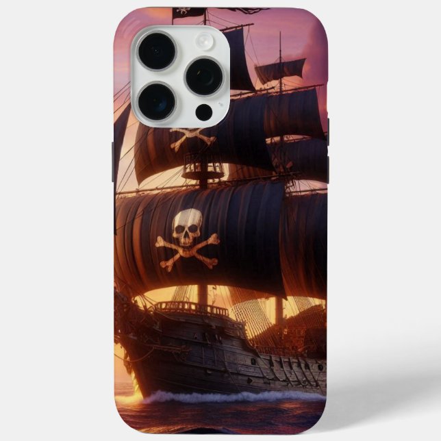Piratenschiff bei Sonnenaufgang/Sonnenuntergang Case-Mate iPhone Hülle (Rückseite)