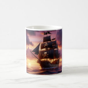 Piratenschiff bei Sonnenaufgang/Sonnenuntergang Kaffeetasse
