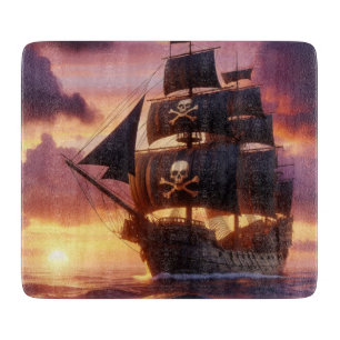 Piratenschiff bei Sonnenaufgang/Sonnenuntergang Schneidebrett