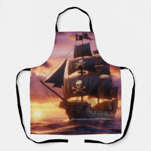 Piratenschiff bei Sonnenaufgang/Sonnenuntergang Schürze