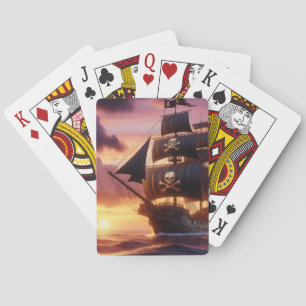 Piratenschiff bei Sonnenaufgang/Sonnenuntergang Spielkarten