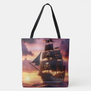 Piratenschiff bei Sonnenaufgang/Sonnenuntergang Tasche