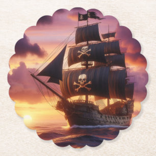 Piratenschiff bei Sonnenaufgang/Sonnenuntergang Untersetzer