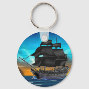 PIRATENSCHIFF BEI SONNENUNTERGANG SCHLÜSSELANHÄNGER