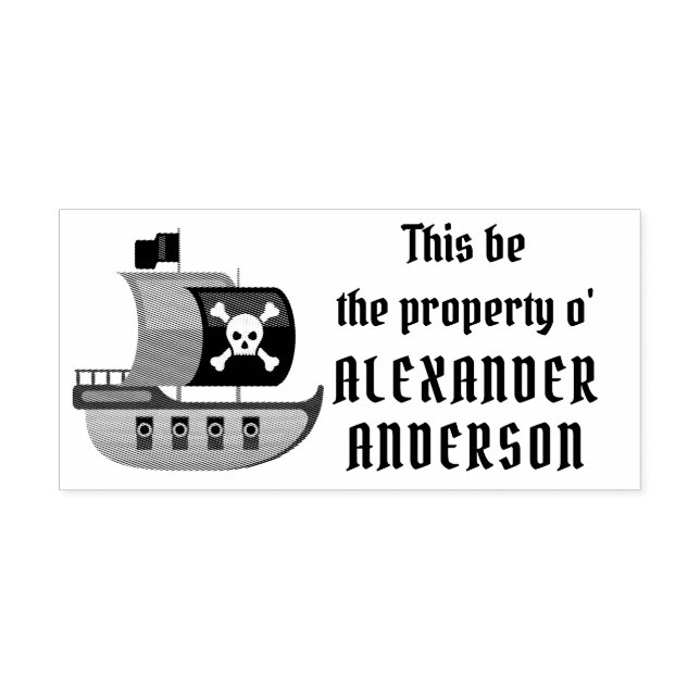 Piratenschiff Briefmarke personalisieren Gummistempel (Prägung)