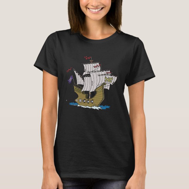 Piratenschiff Broadside Attack Branding Cannon Can T-Shirt (Vorderseite)