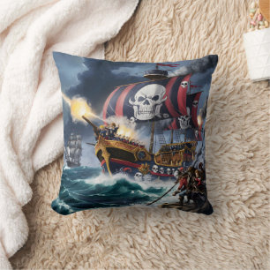 Piratenschiff Cannonballs in Sturmsee Kissen