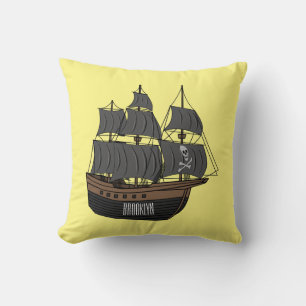 Piratenschiff Cartoon-Illustration  Kissen