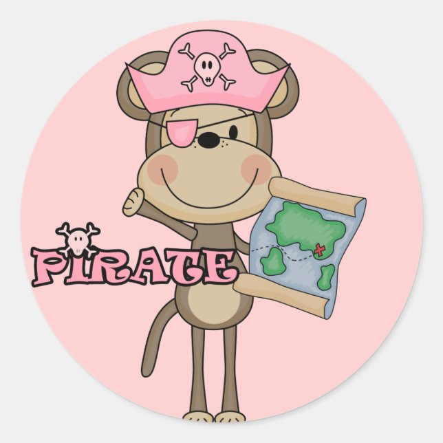 Piratenschiff der Affen Runder Aufkleber (Vorderseite)
