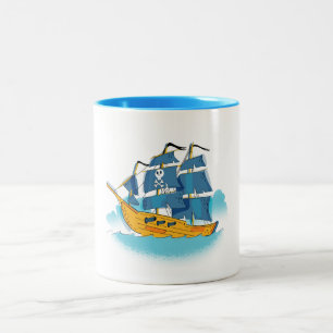 Piratenschiff des niedlichen Cartoon Zweifarbige Tasse