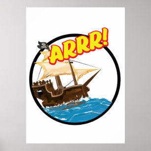 Piratenschiff Funny Cartoon Poster