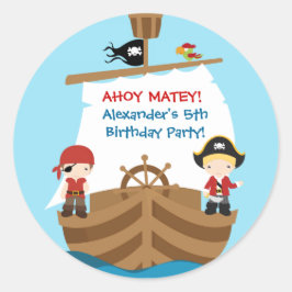 Piratenschiff Geburtstagsparty-Aufkleber Runder Aufkleber