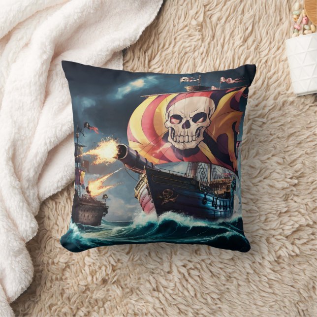 Piratenschiff: Gefecht mit Kanonen Kissen (Decke)