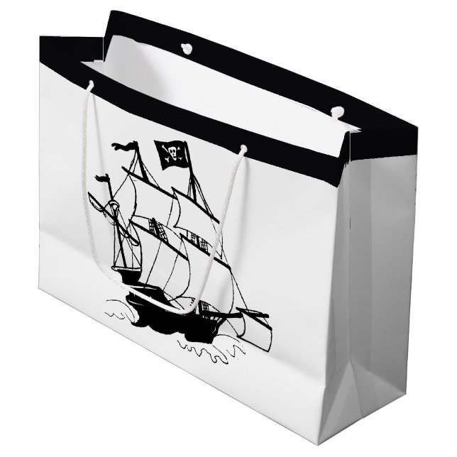 Piratenschiff Große Geschenktüte (Vorderseite Schrägansicht)