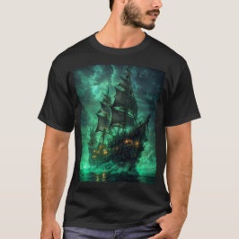 Piratenschiff im dunklen T - Shirt