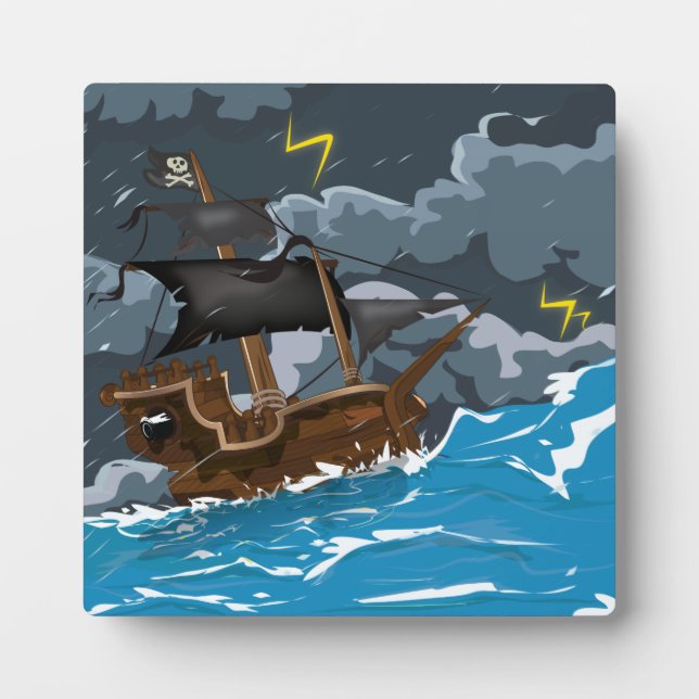 Piratenschiff im Sturm Fotoplatte (Vorderseite)