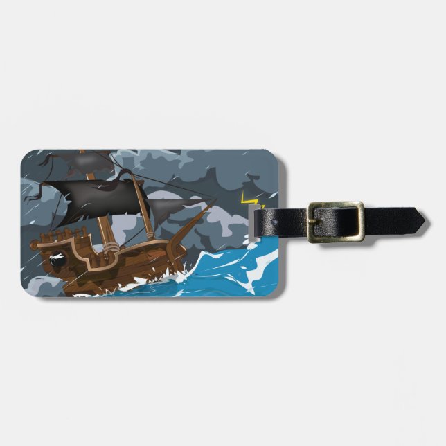 Piratenschiff im Sturm Gepäckanhänger (Vorderseite horizontal)