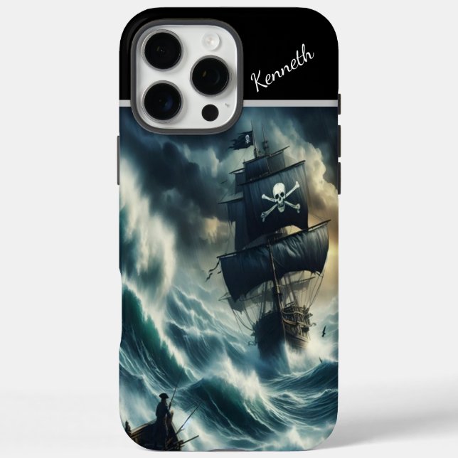 Piratenschiff im Sturm iPhone 16 Pro Max Hülle (Rückseite)