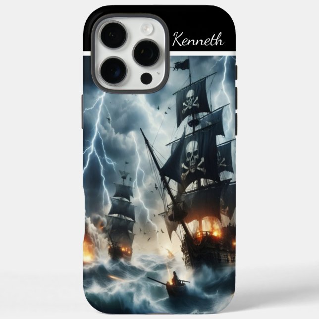Piratenschiff im Sturm iPhone 16 Pro Max Hülle (Rückseite)