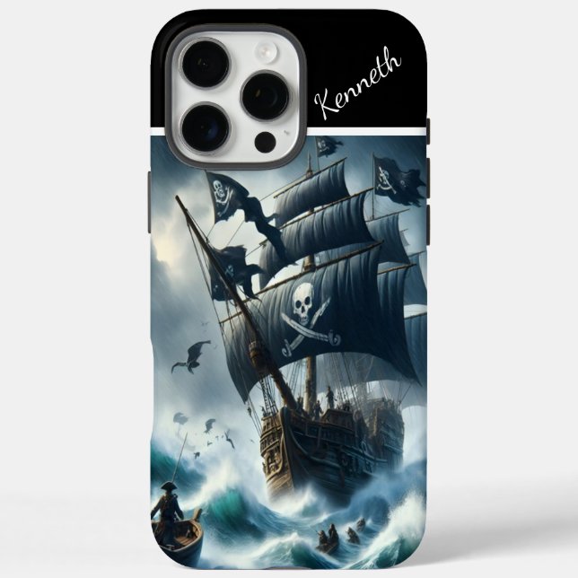 Piratenschiff im Sturm iPhone 16 Pro Max Hülle (Rückseite)