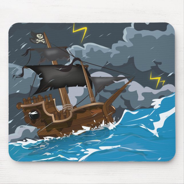 Piratenschiff im Sturm Mousepad (Vorne)