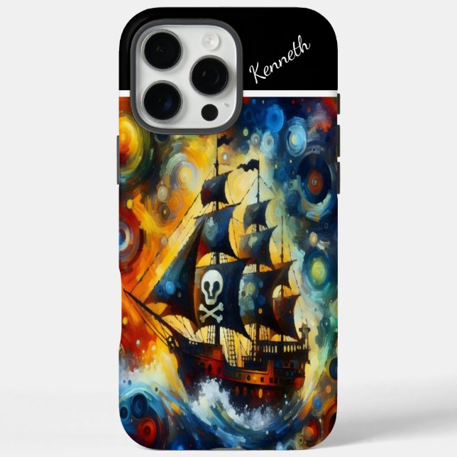 Piratenschiff in einem Sternensturm iPhone 16 Pro Max Hülle (Rückseite)