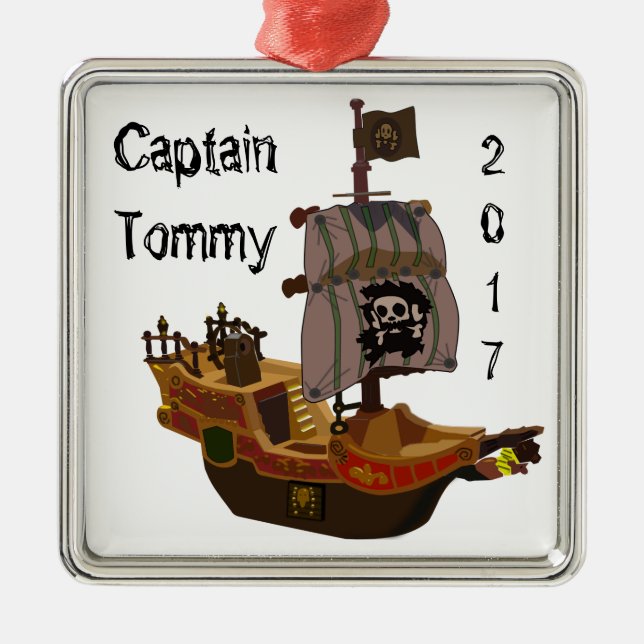 Piratenschiff Kapitän Verzierung Ornament Aus Metall (Vorne)
