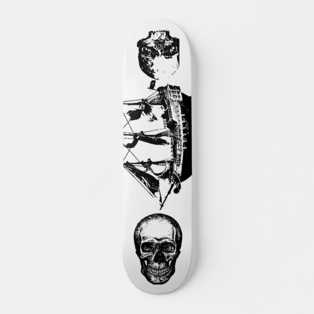 Piratenschiff mit 2 Schädeln, die heraus Skateboard (Vorne)