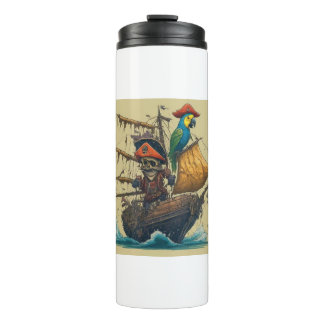 Piratenschiff mit Papagei Thermosbecher
