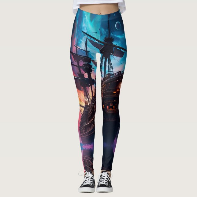 Piratenschiff Nebel und Monde Leggings (Vorderseite)