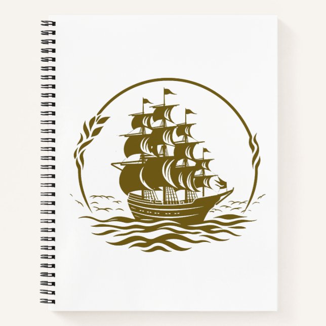 Piratenschiff Ocean World Wonder Adventure Vector Notizbuch (Vorderseite)