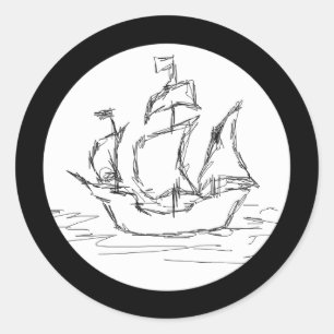 Piratenschiff. Runder Aufkleber