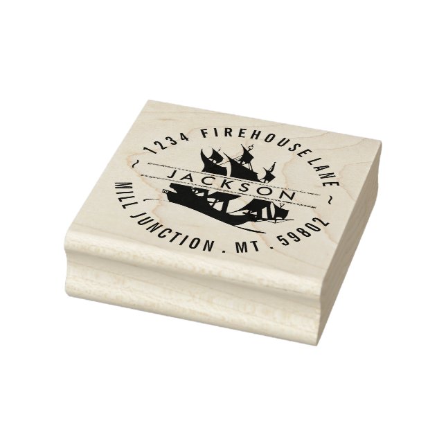 Piratenschiff Silhouette Rücksendeadresse Briefmar Gummistempel (Stempel)