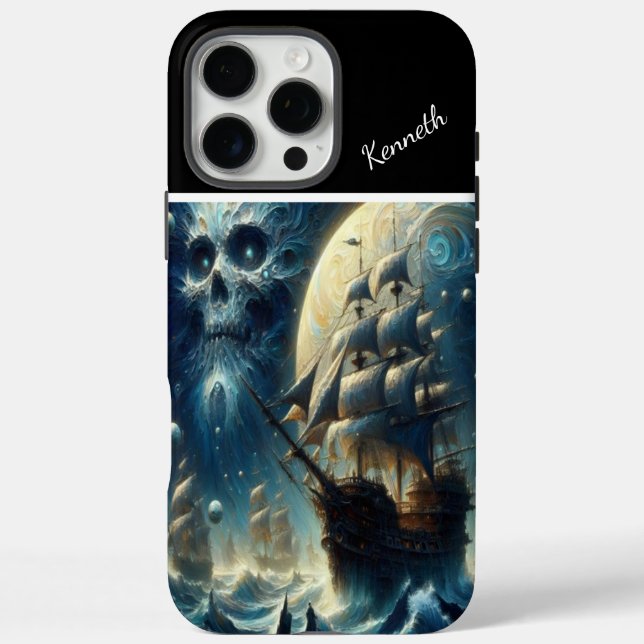 Piratenschiff Skull Moon's Shadow iPhone 16 Pro Max Hülle (Rückseite)