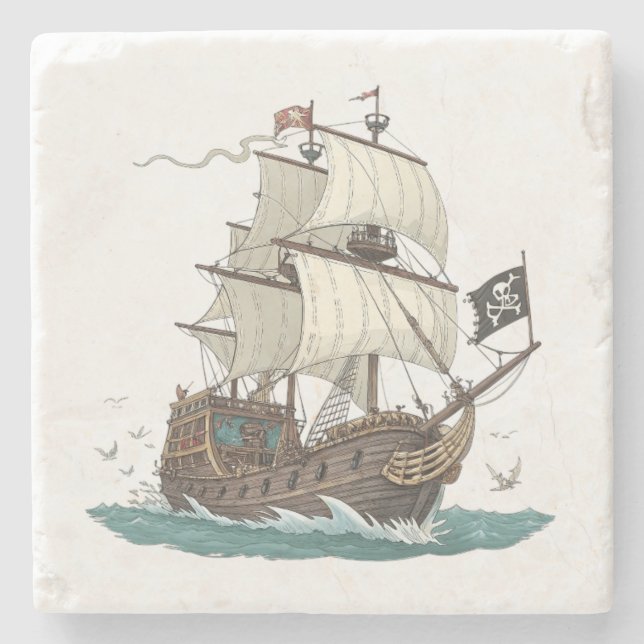 Piratenschiff Steinuntersetzer (Vorderseite)